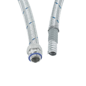 Kovová ochranná hadice potažená tenkým PVC s kovovým opletem